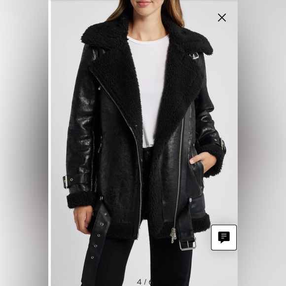 Avec Les Filles faux shearling biker jacket - Picture 3 of 9